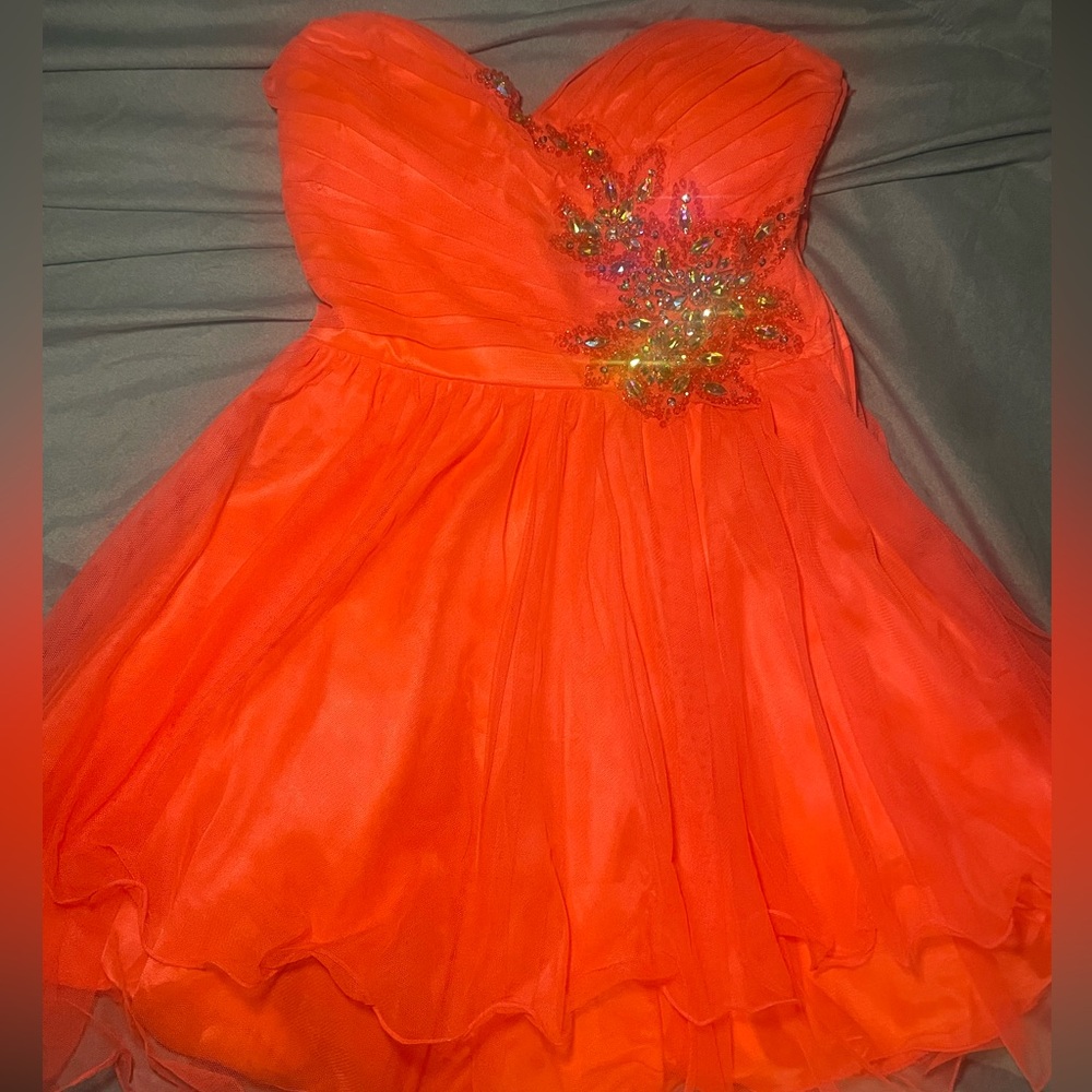 Homecoming’24/Bridesmaid Bright Orange Mini Dress